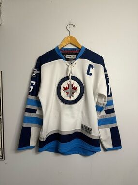 Reebok Winnipeg Jets White Blue Hockey Jersey Ladd Youth L/XL